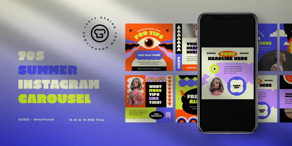 Blue 70s Summer Instagram Carousel Graphics - Image 2