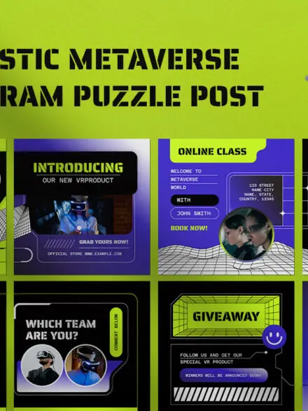 Blue Futuristic Metaverse Instagram Puzzle Graphics - Image 1