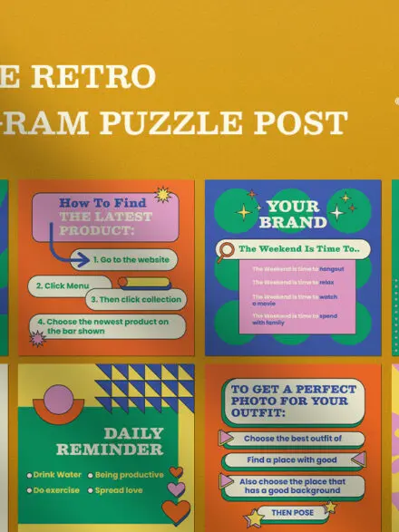 Orange Retro Fashion Instagram Puzzle Graphics - Image 4