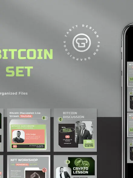 Grey Flat Design Crypto Bitcoin and NFT Instagram Pack Graphics - Image 5
