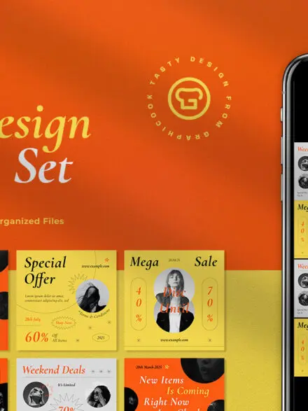 Orange Modern Design Fashion Sale Instagram Pack Graphics - Image 8