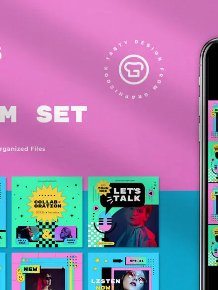 Pink 90s Podcast Instagram Pack Graphics - Image 10