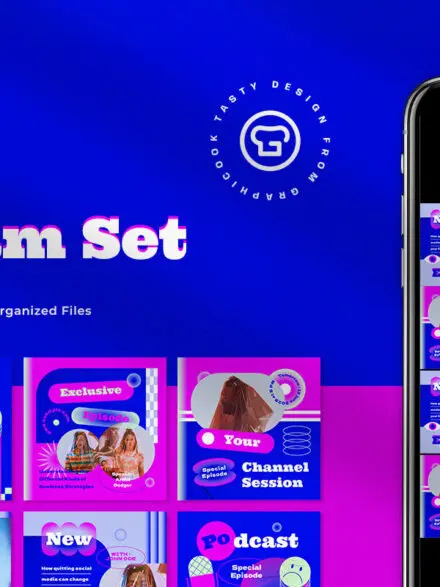 Purple Retro Podcast Instagram Pack Graphics - Image 4