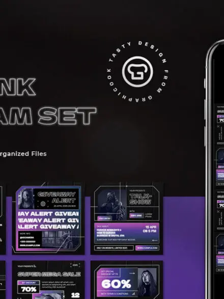 Black Cyberpunk Sale Instagram Pack Graphics - Image 11