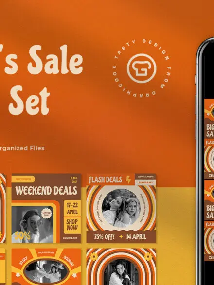 Orange 70s Fashion Sale Instagram Pack Graphics - Image 12