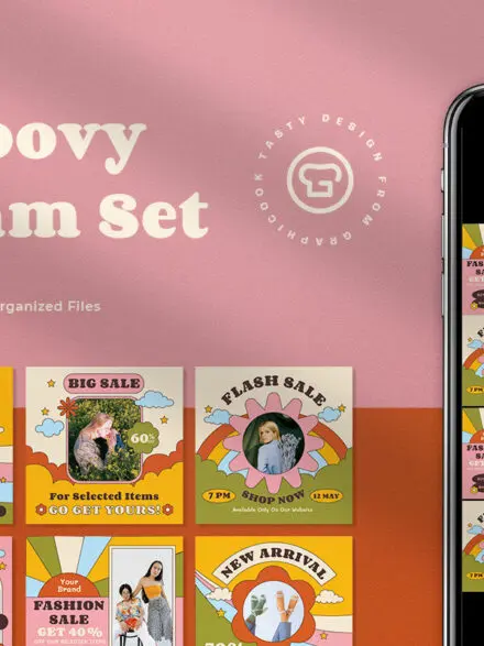 Pink Groovy Fashion Sale Instagram Pack Graphics - Image 11