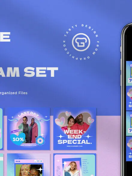 Soft Blue Y2K Sale Instagram Pack Graphics - Image 6
