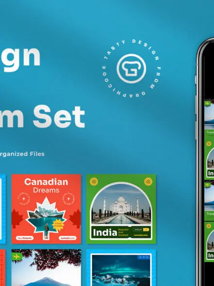Blue Flat Design Travel Instagram Pack Graphics - Image 9