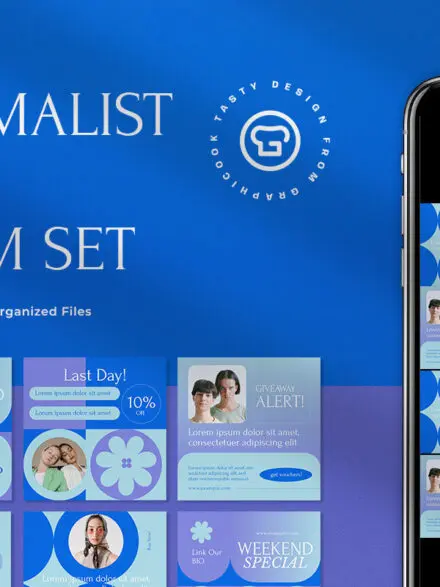 Blue Minimalist Fashion Instagram Pack Graphics - Image 8