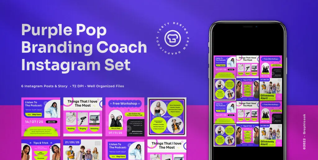 Purple Pop Branding Coach Instagram Pack Graphics - Image 2