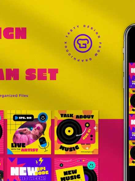 Yellow Flat Design Podcast Instagram Pack Graphics - Image 10