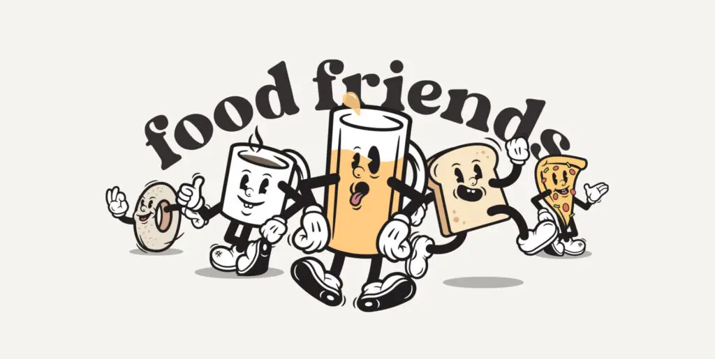 Food Friends Vintage Logos & Mascots Graphics - Image 1