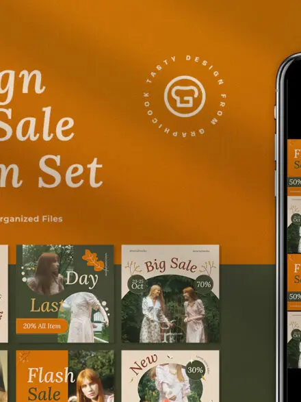 Green Flat Design Autumn Sale Instagram Pack Graphics - Image 3