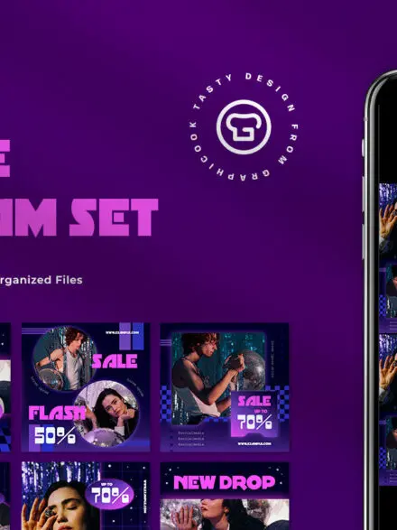 Purple 80s Sale Instagram Pack Graphics - Image 12