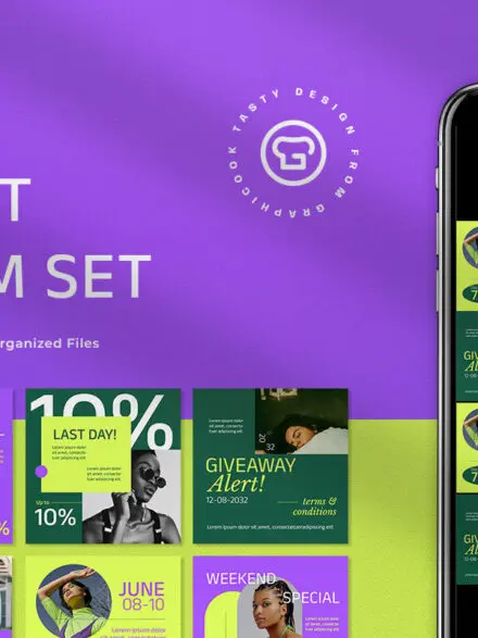 Purple Minimalist Fashion Sale Instagram Pack Graphics - Image 9