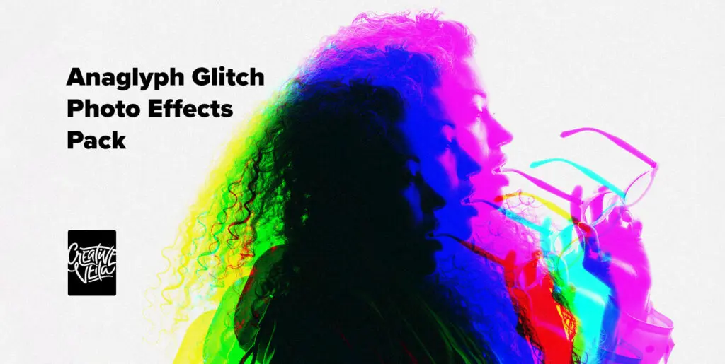 Anaglyph Glitch Photo Effects Pack Graphics - Image 1