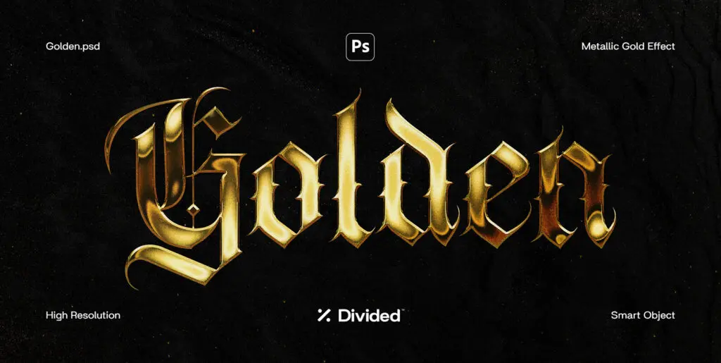 Golden Gold Chrome Effect Graphics - Image 2