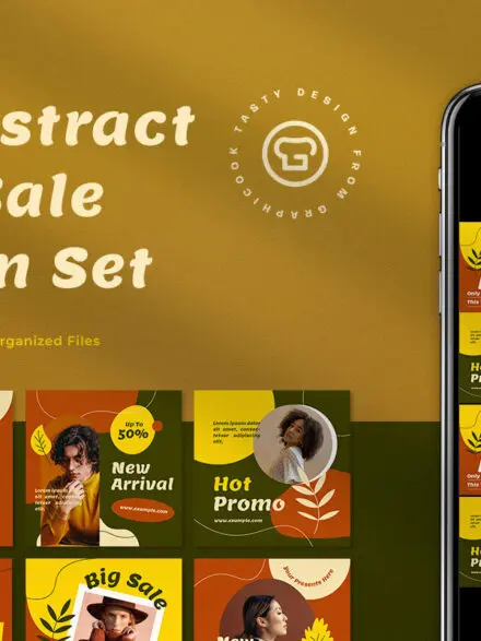 Brown Abstract Autumn Sale Instagram Pack Graphics - Image 1