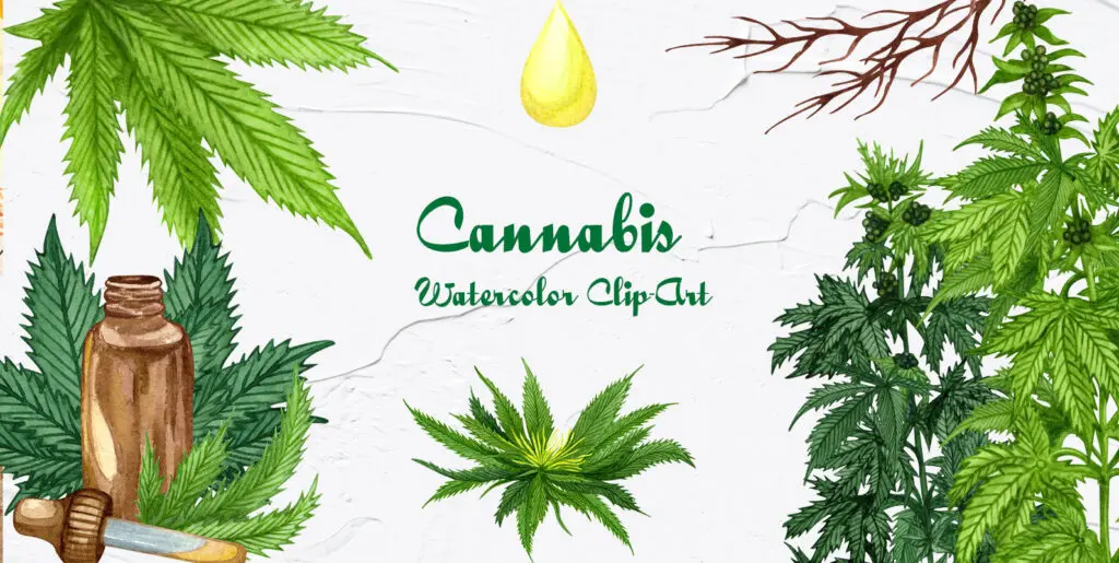 Cannabis Watercolor Set Graphics - Image 2
