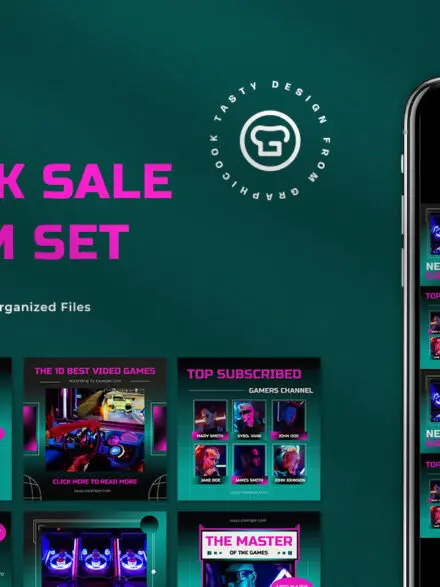 Green Cyberpunk Video Games Sale Instagram Pack Graphics - Image 7