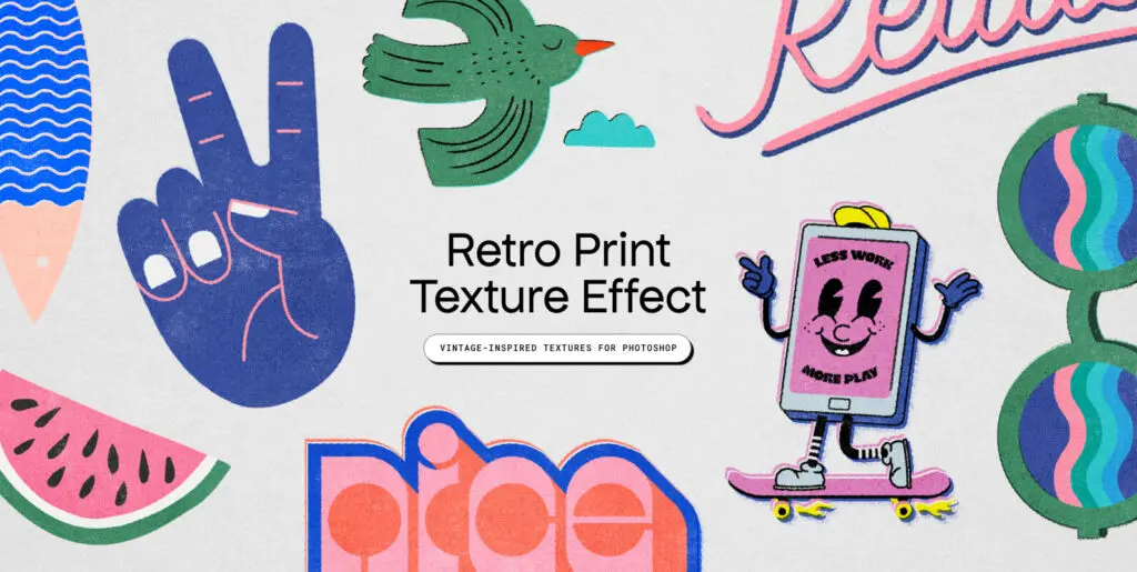 Retro Print Texture Effect Graphics - Image 1