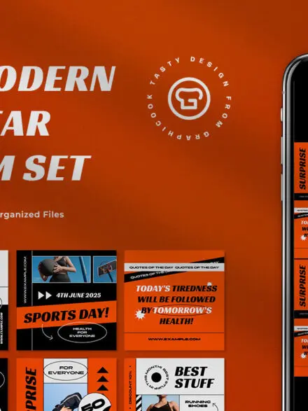 Orange Modern Sportwear Instagram Pack Graphics - Image 12