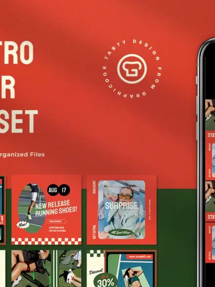 Orange Retro Sportwear Instagram Pack Graphics - Image 10