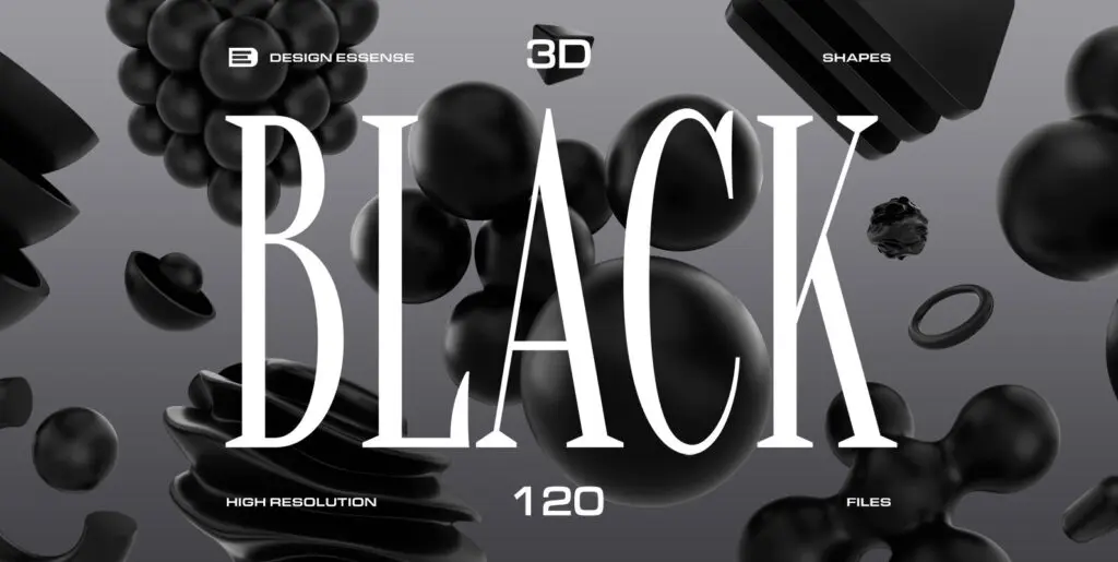 3D Black Shapes Collection Graphics - Image 2