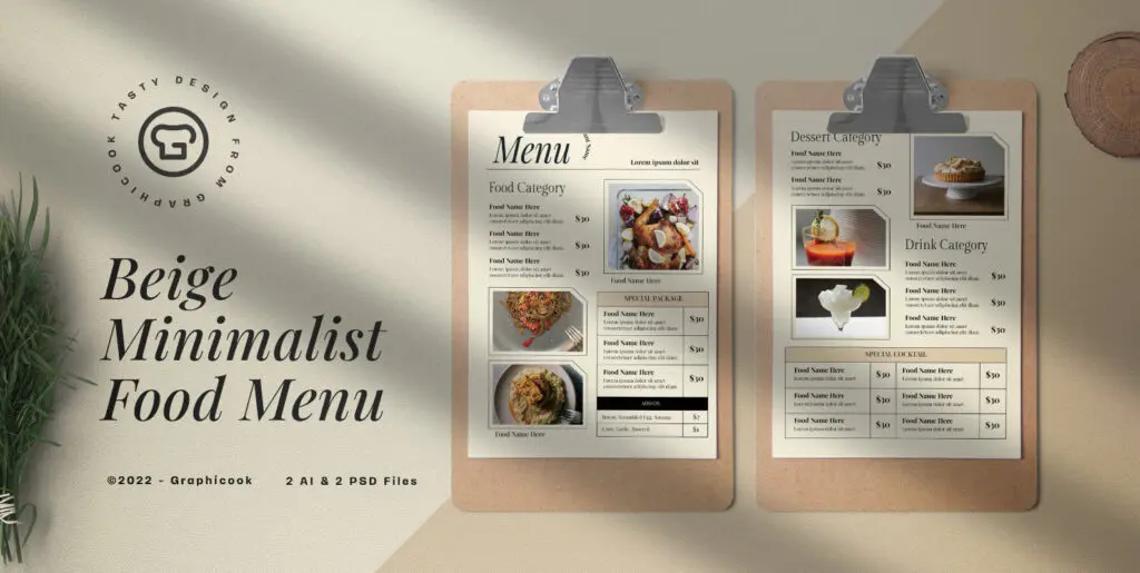 Beige Minimalist Food Menu Graphics - Image 1