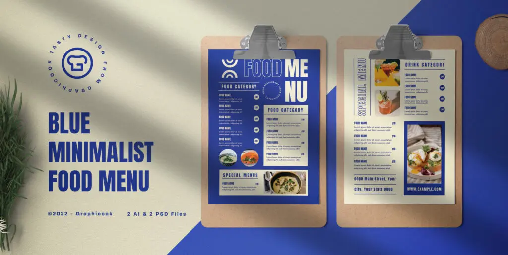 Blue Minimalist Food Menu Graphics - Image 1