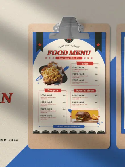 Blue Vintage American Food Menu Graphics - Image 9