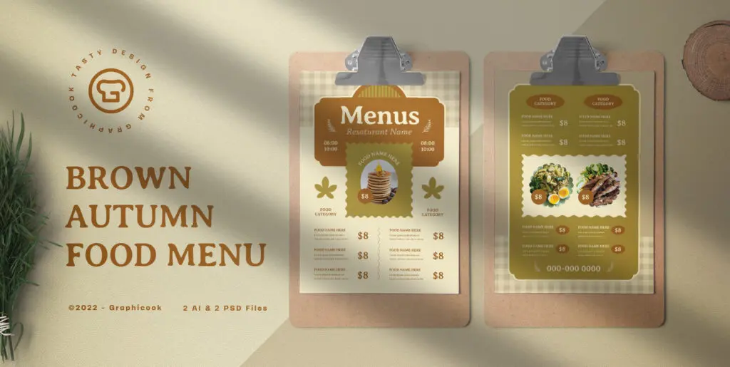 Brown Flat Design Autumn Food Menu Graphics - Image 1