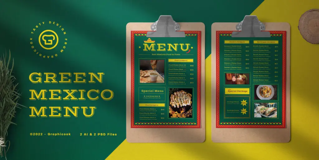 Green Flat Design Food Menu Graphics - Image 1