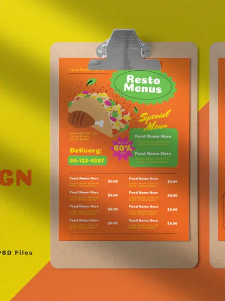 Orange Flat Design Mexico Food Menu Graphics - Image 1