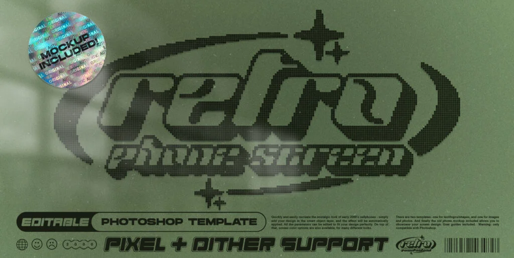 Retro Phone Screen Effect Graphics - Image 1