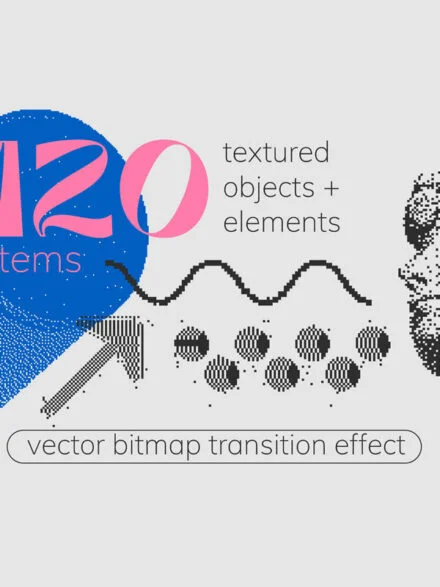 120 Vector Dither Textured Clip Art Shapes Set Graphics - Image 5