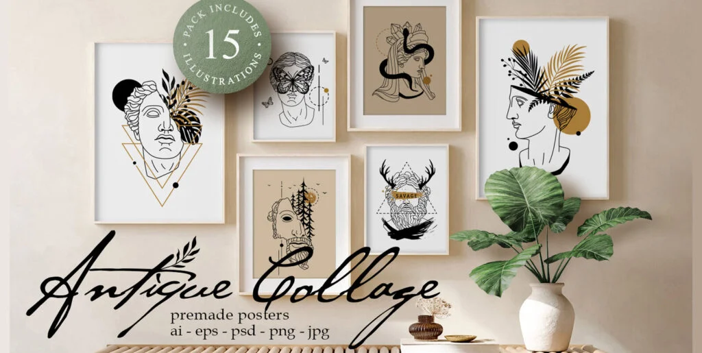 Antique Collage Posters Graphics - Image 1