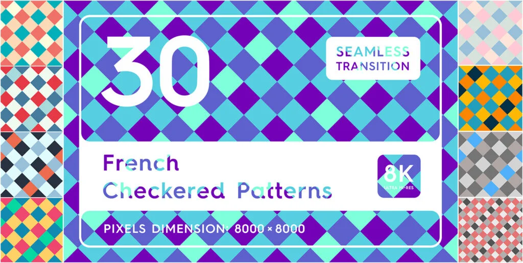 30 French Checkered Patterns Graphics - Image 1