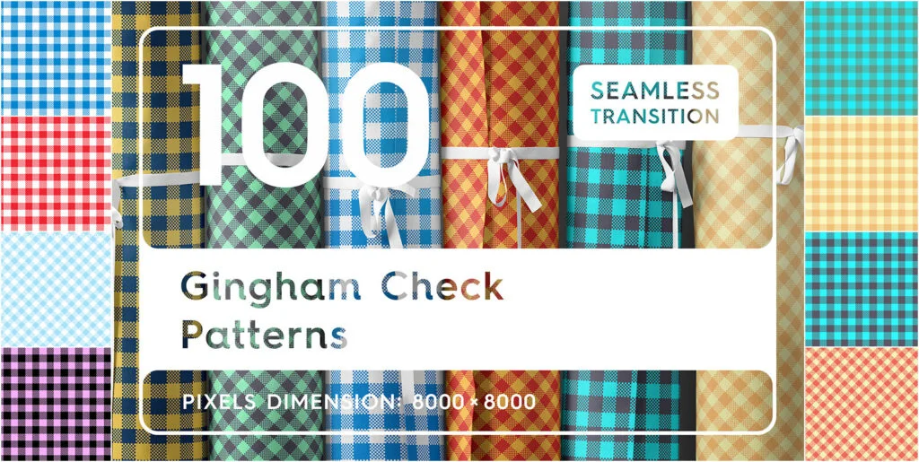 100 Gingham Check Patterns Graphics - Image 2