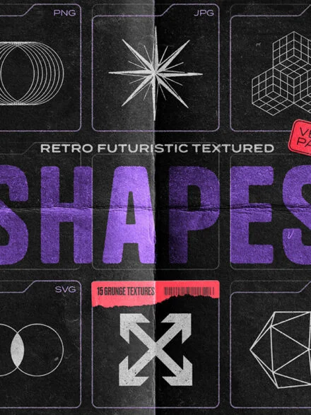 150 Retro Futuristic Textured Shapes Pack Graphics - Image 4