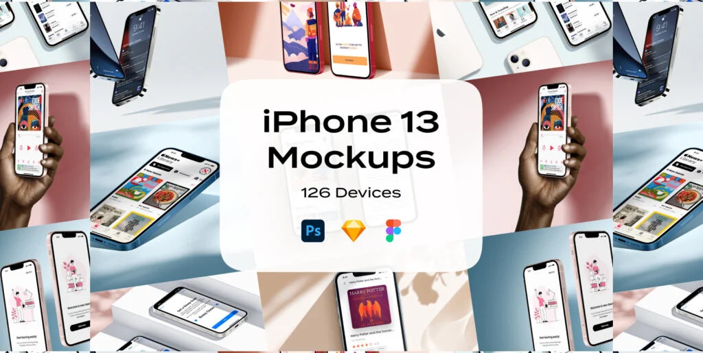 iPhone 13 Mockup for PSD Sketch Figma Graphics - Image 2