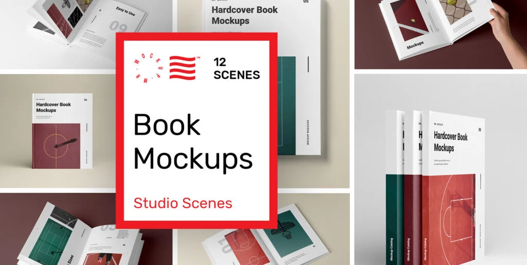 Hardcover Book Mockups – Studio Scenes Graphics - Image 1
