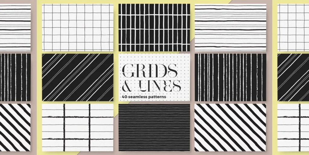 Grids & Lines Seamless Patterns Graphics - Image 1