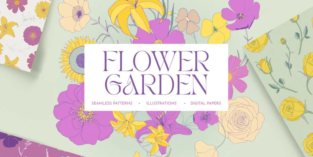 Flower Garden Seamless Patterns Graphics - Image 1