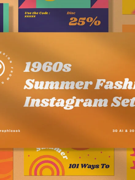 1960s Summer Fashion Instagram Pack Graphics - Image 3