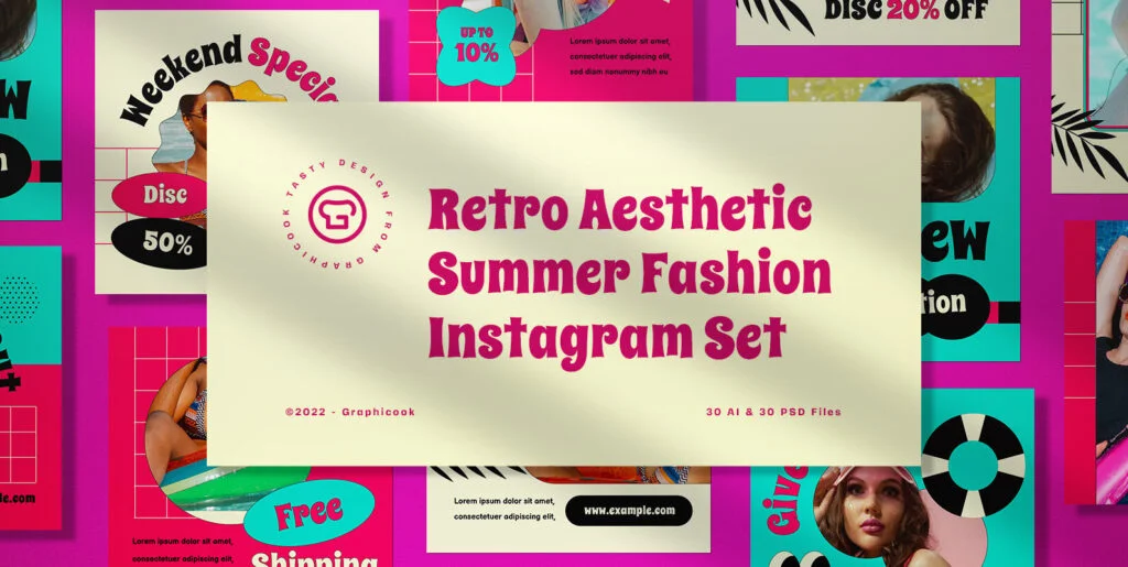 Retro Aesthetic Summer Sale Instagram Pack Graphics - Image 2