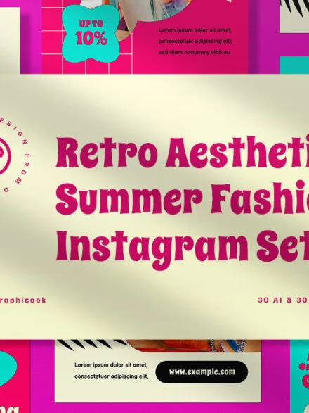 Retro Aesthetic Summer Sale Instagram Pack Graphics - Image 2