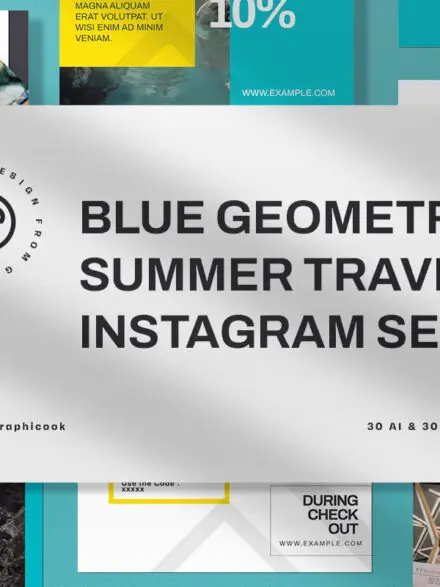 Blue Geometric Summer Travel Instagram Pack Graphics - Image 9