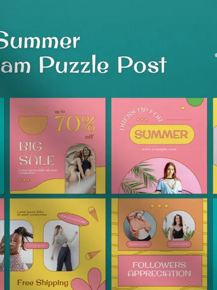 Blue Retro Summer Instagram Puzzle Graphics - Image 8