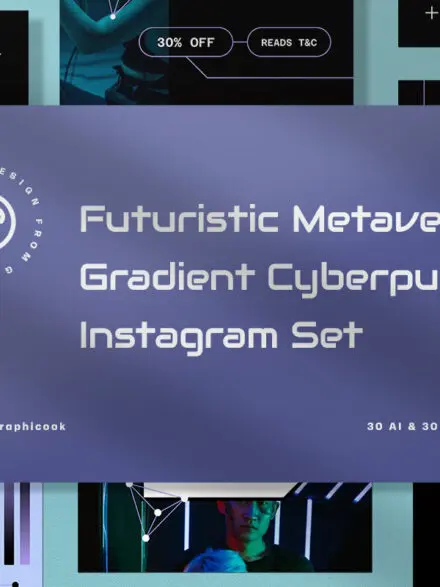 Futuristic Metaverse Gradient Cyberpunk Instagram Pack Graphics - Image 7